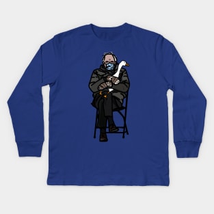 Bernie Sanders in Mittens Holding a Gaming Goose Kids Long Sleeve T-Shirt